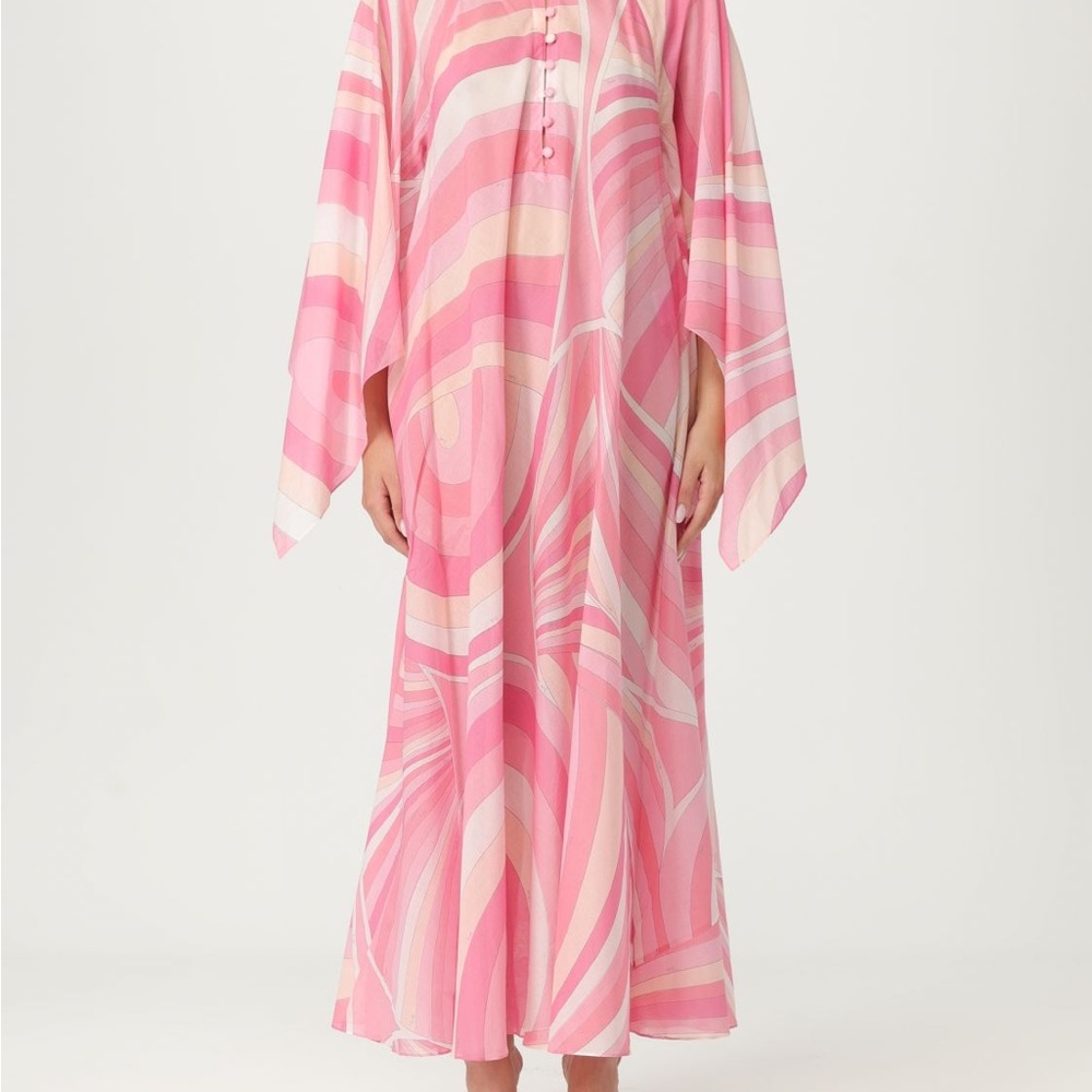 Pink & White Swirl Maxi Dress